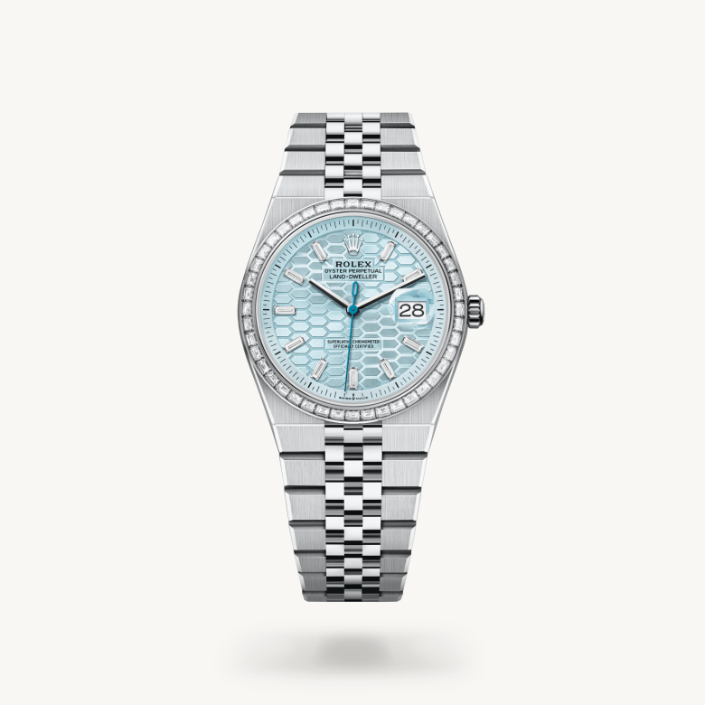 Rolex Land-Dweller 36 Oyster, 36 mm, platin ve pırlanta M127286TBR-0001