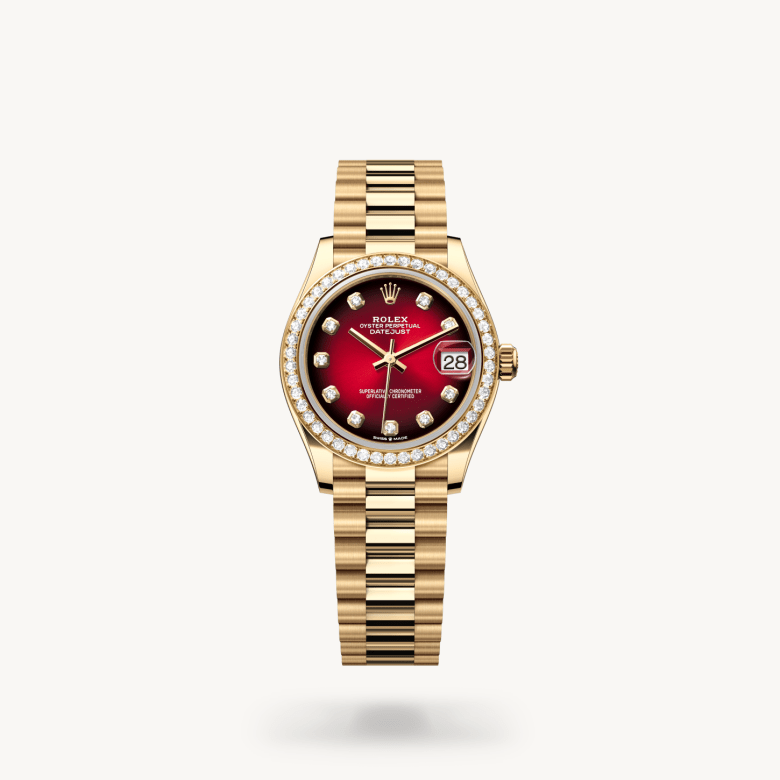 Rolex Datejust 31 Oyster, 31 mm, sarı altın ve pırlanta M278288RBR-0041