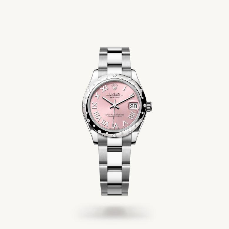 Rolex Datejust 31 Oyster, 31 mm, Oystersteel çelik, beyaz altın ve pırlanta M278344RBR-0021