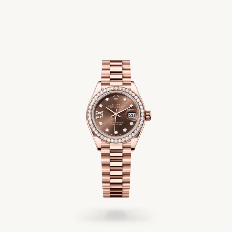 Rolex Lady-Datejust Oyster, 28 mm, Everose altın ve pırlanta M279135RBR-0001
