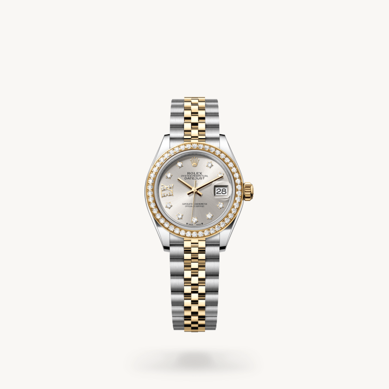 Rolex Lady-Datejust Oyster, 28 mm, Oystersteel çelik, sarı altın ve pırlanta M279383RBR-0003