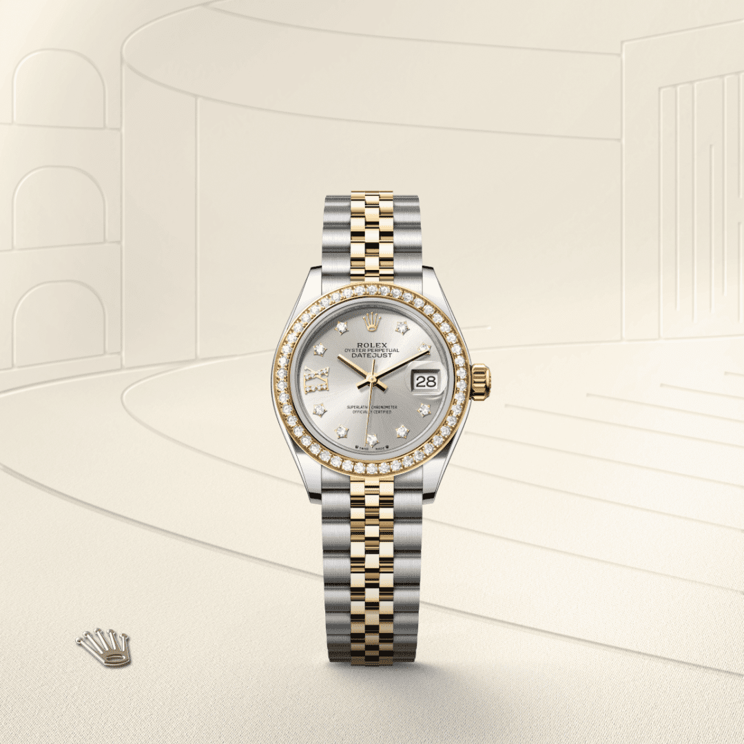 Rolex Lady-Datejust Oyster, 28 mm, Oystersteel çelik, sarı altın ve pırlanta M279383RBR-0003