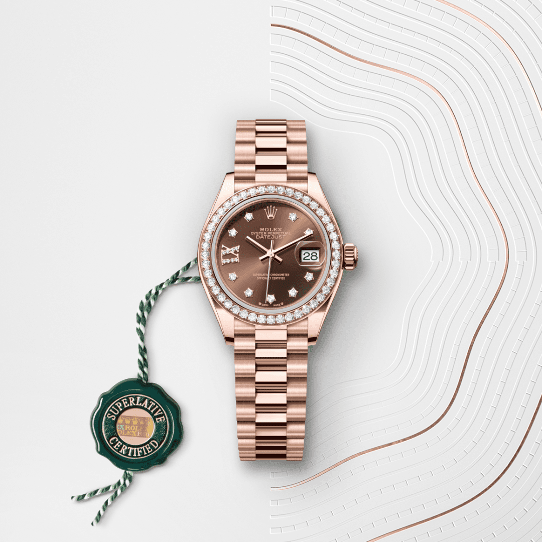 Rolex Lady-Datejust Oyster, 28 mm, Everose altın ve pırlanta M279135RBR-0001