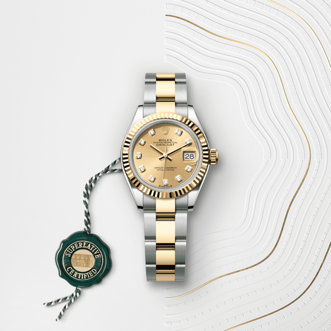 Rolex Lady-Datejust Oyster, 28 mm, Oystersteel çelik ve sarı altın M279173-0012