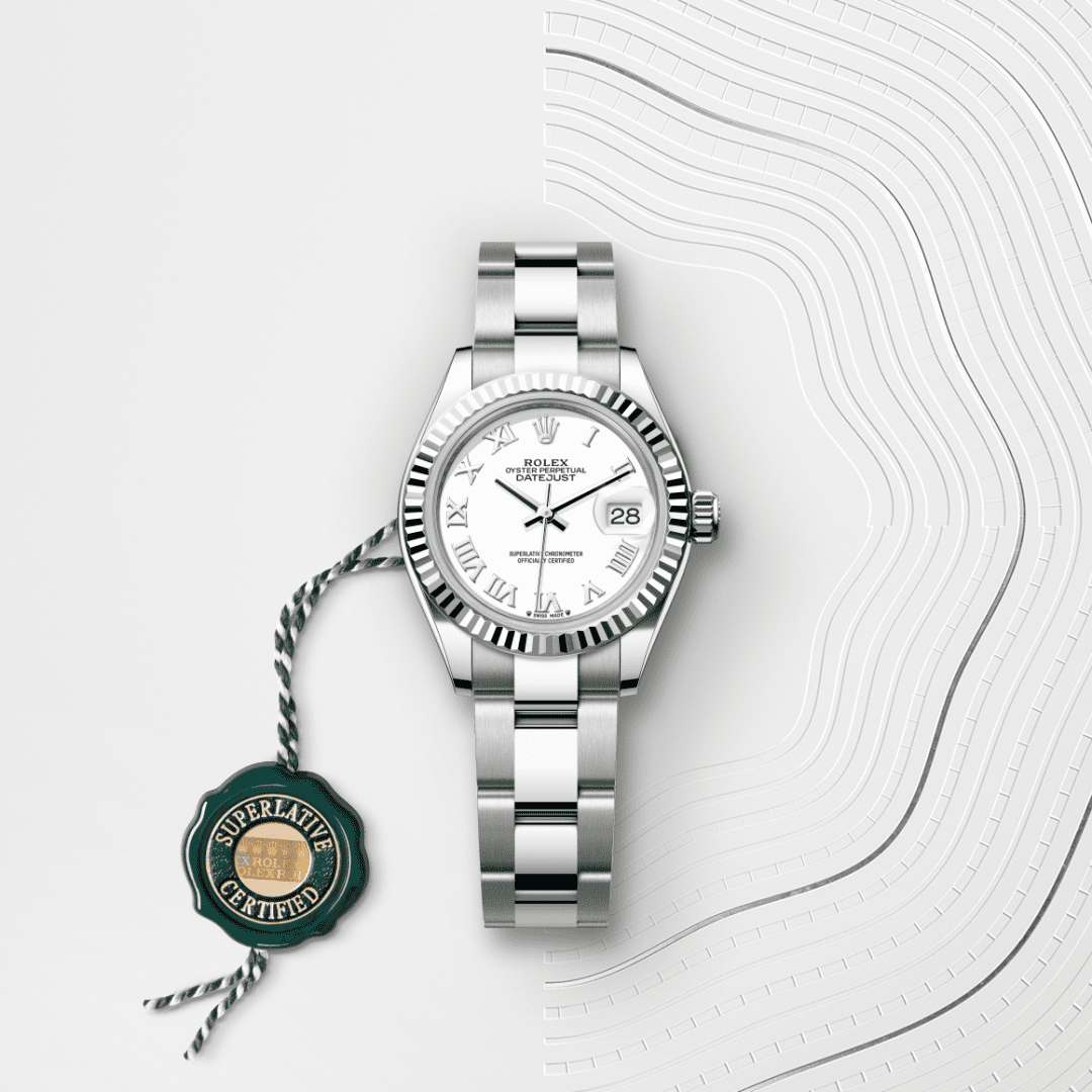 Rolex Lady-Datejust Oyster, 28 mm, Oystersteel çelik ve beyaz altın M279174-0020