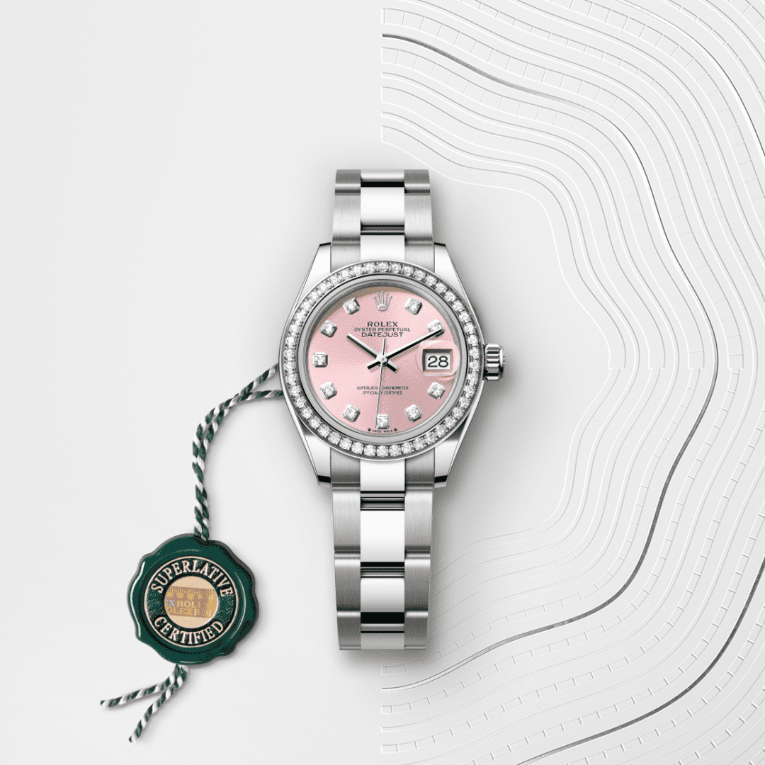 Rolex Lady-Datejust Oyster, 28 mm, Oystersteel çelik, beyaz altın ve pırlanta M279384RBR-0004