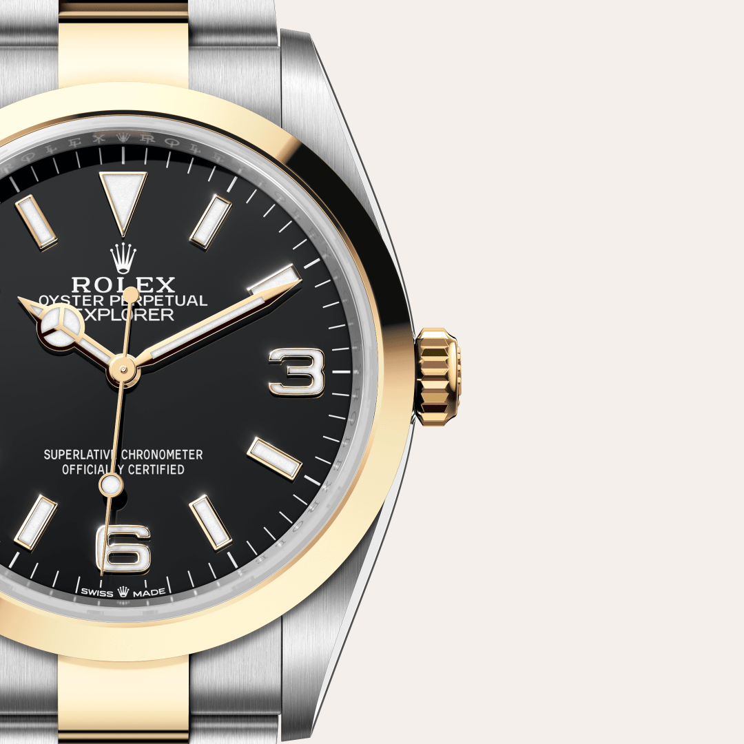 Rolex Explorer 36 Oyster, 36 mm, Oystersteel çelik ve sarı altın M124273-0001