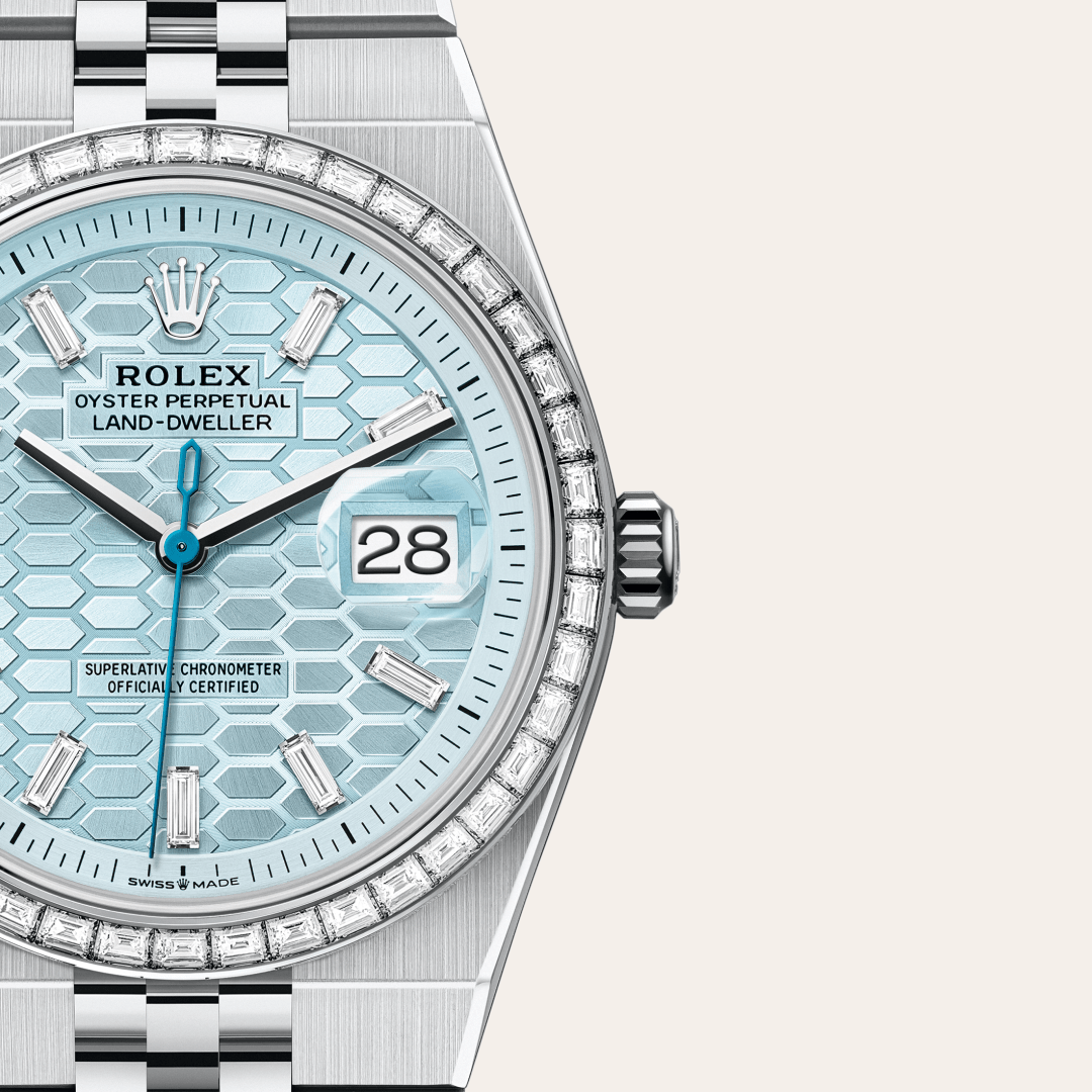 Rolex Land-Dweller 36 Oyster, 36 mm, platin ve pırlanta M127286TBR-0001