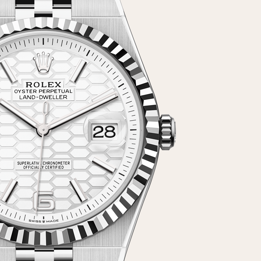 Rolex Land-Dweller 40 Oyster, 40 mm, Oystersteel çelik ve beyaz altın M127334-0001