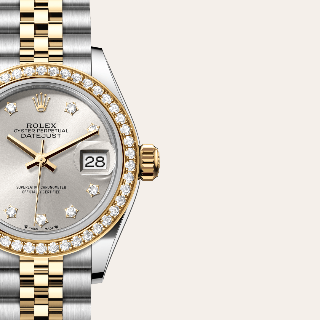 Rolex Lady-Datejust Oyster, 28 mm, Oystersteel çelik, sarı altın ve pırlanta M279383RBR-0003